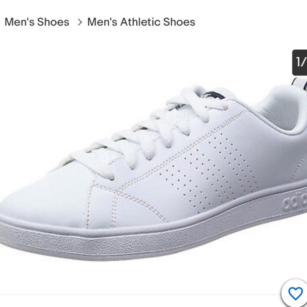 Men's White Adidas Advantage Clean VS Shoe Size 13